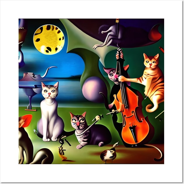 Jazz Cats Waiting For The Band Leader Wall Art by Musical Art By Andrew